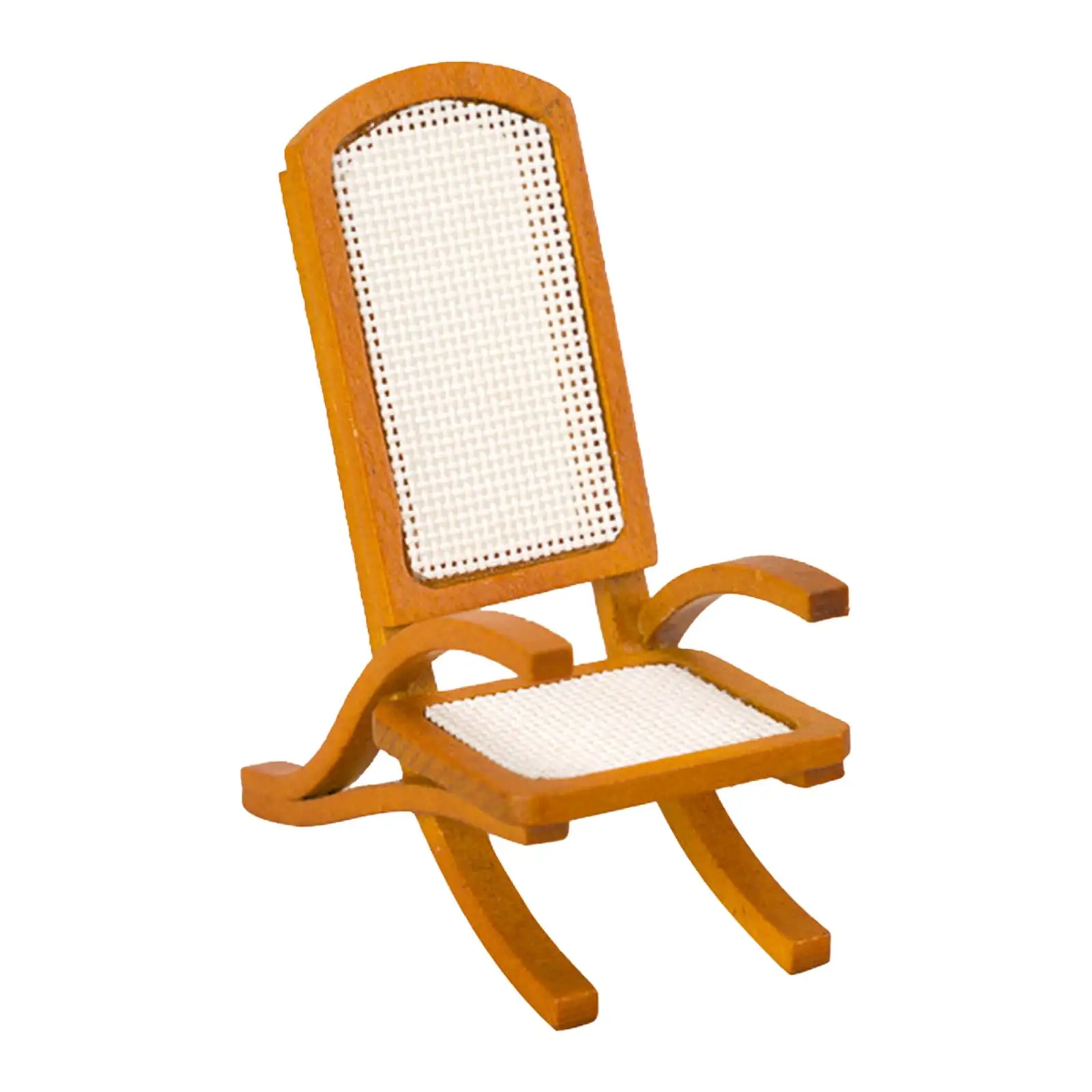 1/12 Мащаб Dollhouse дървени ракита стол миниатюрни кресло за балкон У дома
