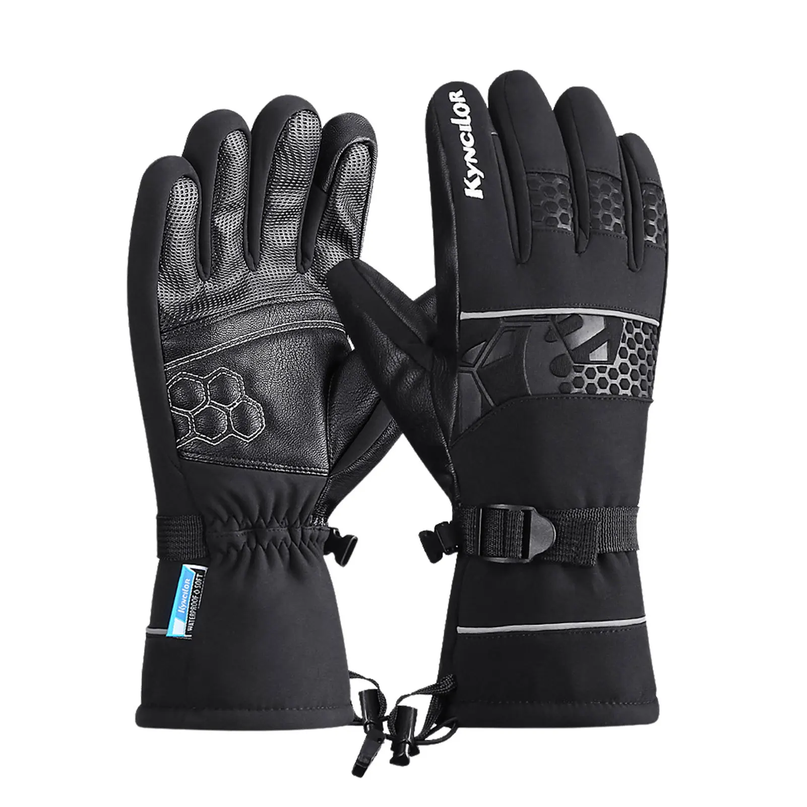 1 чифт зимни ръкавици, водоустойчив сензорен екран термични плюс кадифе зимни топли ръкавици за ски S