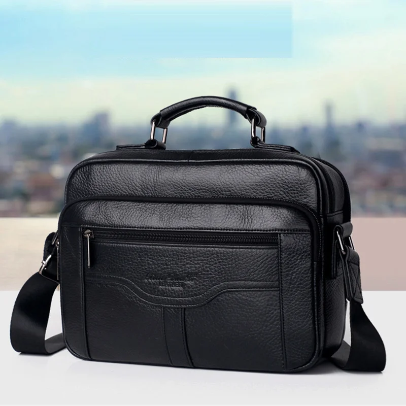 100% естествена кожа пратеник куфарче кръст тяло голяма пазарска чанта високо качество естествена кожа случайни мъже чанта бизнес рамо чанта