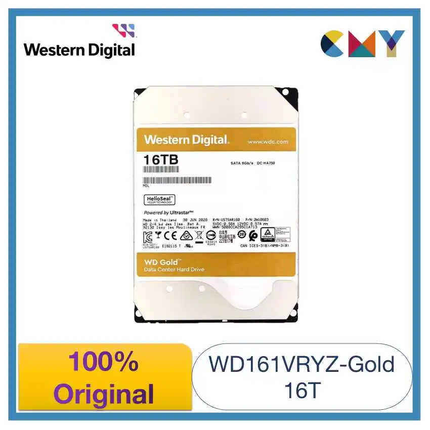 100% оригинален Western Digital WD злато 16TB 3.5 HDD корпоративен вътрешен твърд диск SATA 7200 rpm WD161VRYZ 