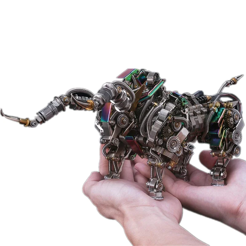 1087pcs 3D метален пъзел за деца възрастни DIY събрание механичен бик животински модел от неръждаема стомана сграда комплект образователна играчка