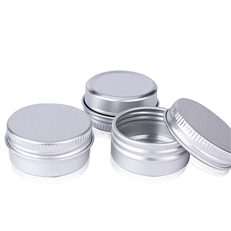 10pcs/set 10g метални кръгли кутии Алуминиеви празни сребърни кутии с винтов капак за Salve Подправки Свещи Червило