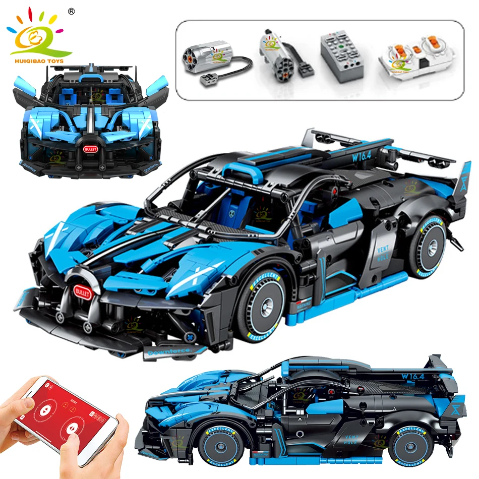 1499PCS Tech Bugatti Sport RC Модел на автомобил Строителни блокове Състезателни шампиони Тухли за превозни средства Градско строителство Играчки за деца Подарък