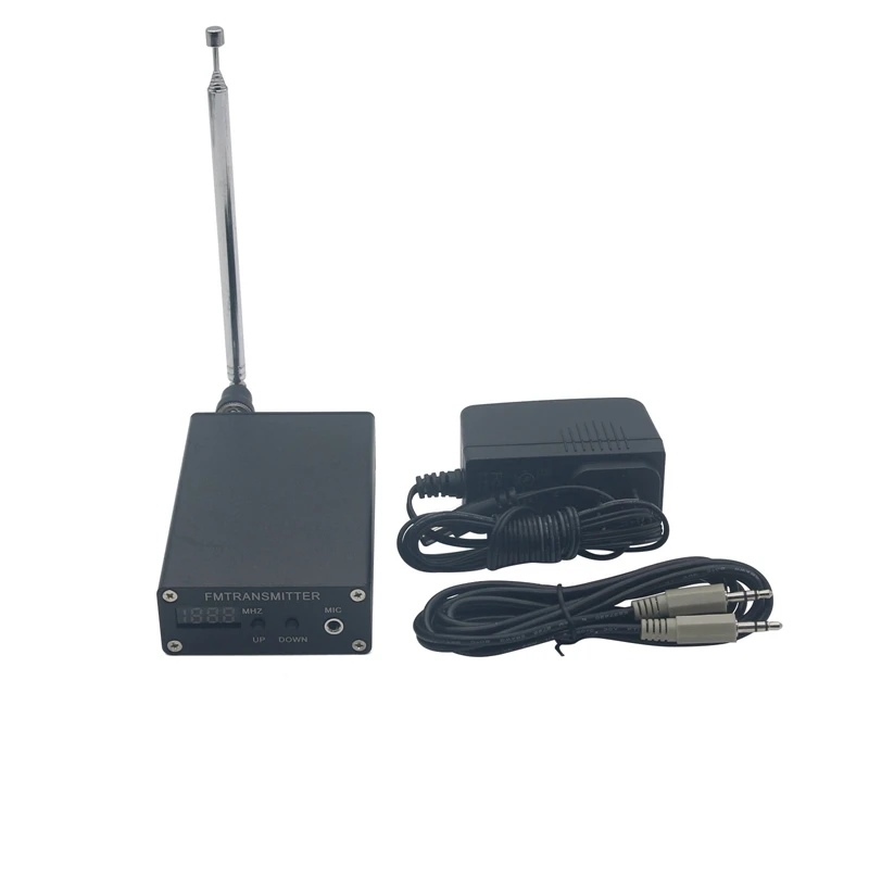 1MW PLL стерео FM MP3 предавател мини радиостанция 87-109Mhz W / захранващ адаптер антена щит тел (EU Plug)