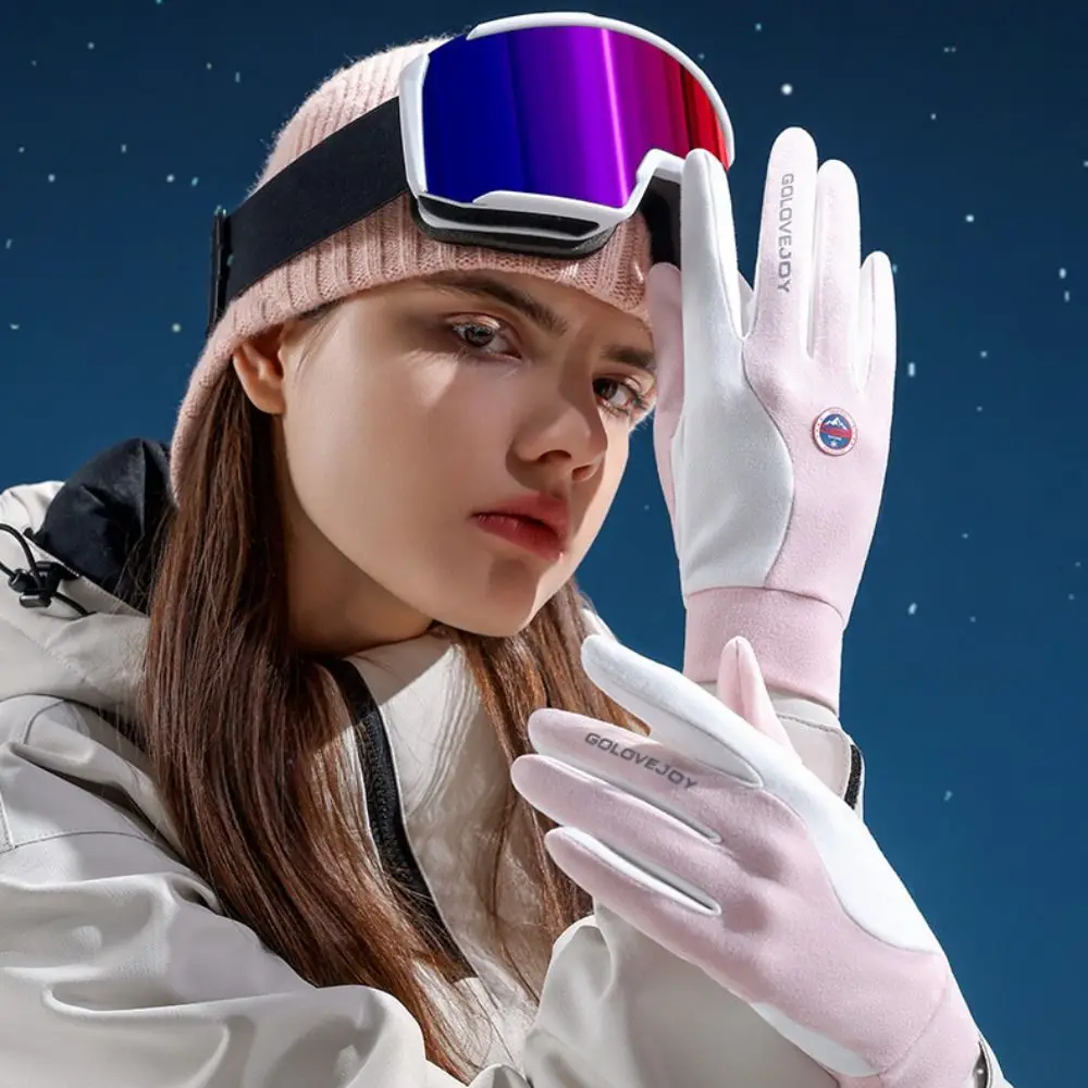 1Pair сгъсти ски плюшени ръкавици сензорен екран пълен пръст ръкавици есен зима топло пет пръста шофиране колоездене ръкавици