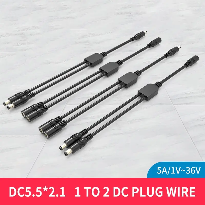 1pc DC 5.5 * 2.1mm 1 до 2 Удължителен кабел за видеонаблюдение 1 женски до 4 мъжки 5A 12V захранващ разпределителен проводник