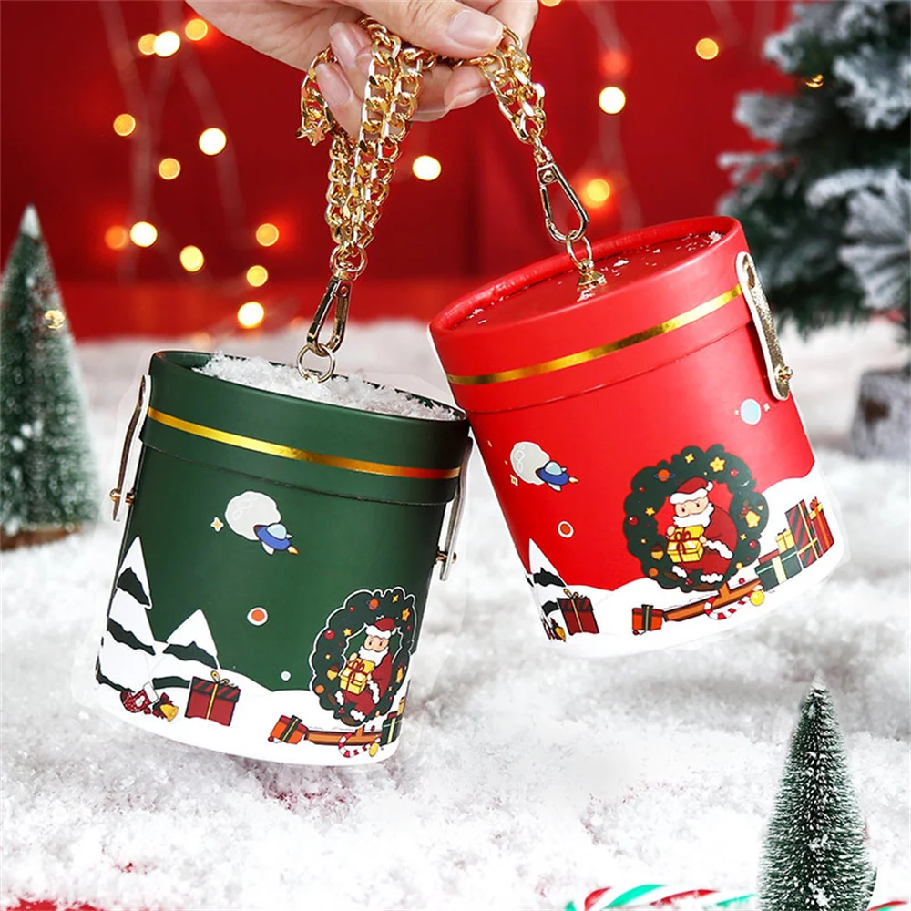 1pc Весела Бъдни вечер кутия ябълка бонбони червено/зелено папийонка панделка Детско парти благоприятства Дядо Коледа Аксесоари за опаковане на подаръци 2023