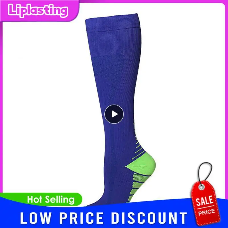 1PCS Нови спортни компресионни чорапи Многоцветни градиентни чорапи Мъже Жени Производителност Жена Колоездене Хокей Йога Коляно високо