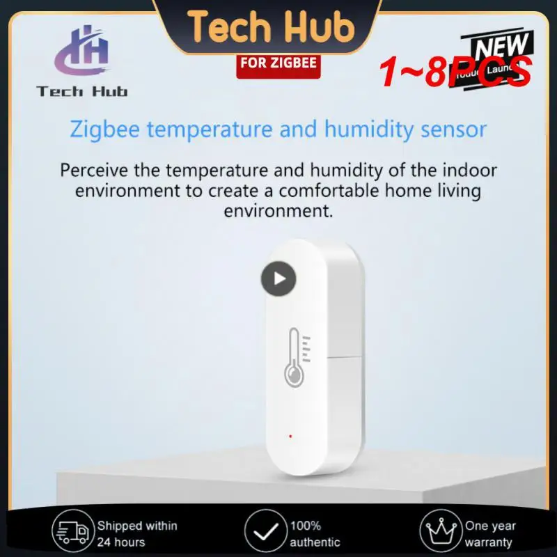 1~8PCS 1-Tuya сензор за влажност Домашен свързан термометър Работа с интелигентен живот Alexa Assistant