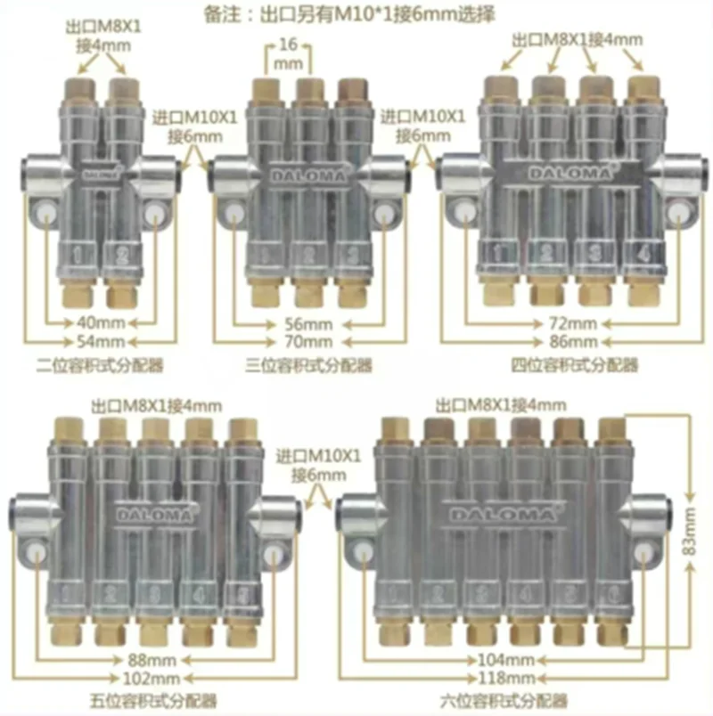 2 / 3 / 4 / 5 начин обем грес положително изместване масло бутало дистрибутор смазване система клапан блок на CNC машинен инструмент