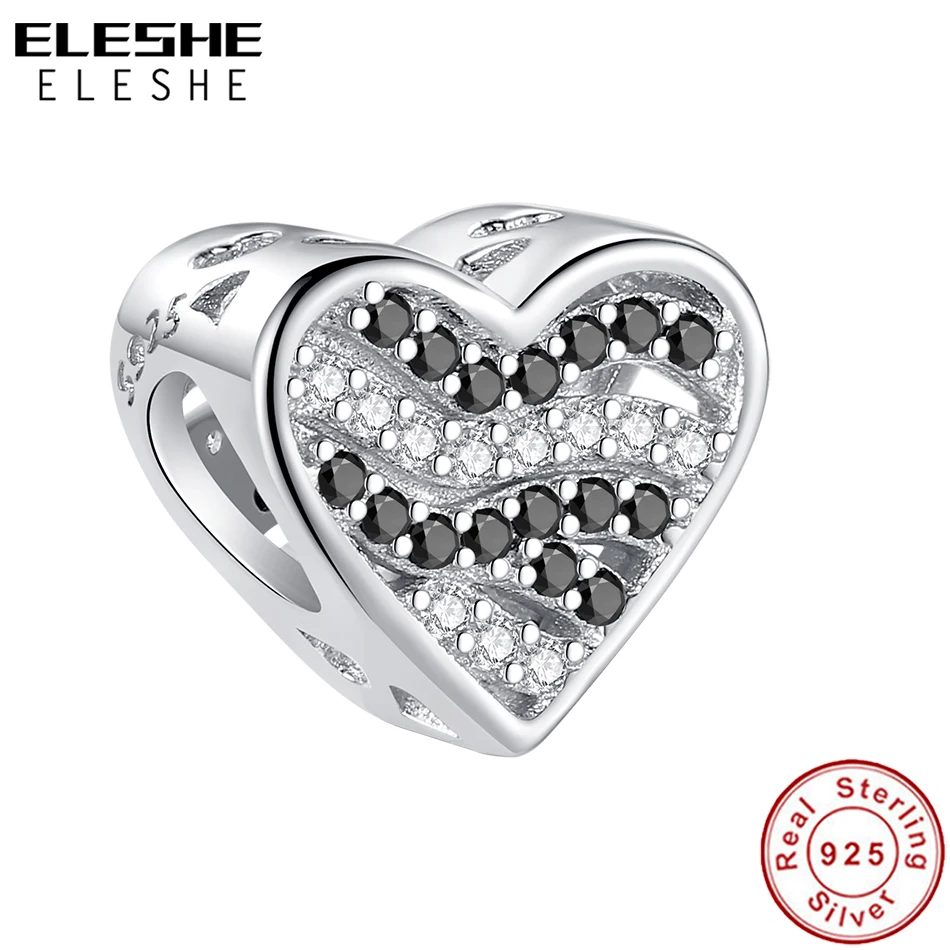 2021 ELESHE 925 стерлинги сребърна зебра модел с кристал чар любовник сърце топчета годни оригинална гривна DIY бижута сватбен подарък