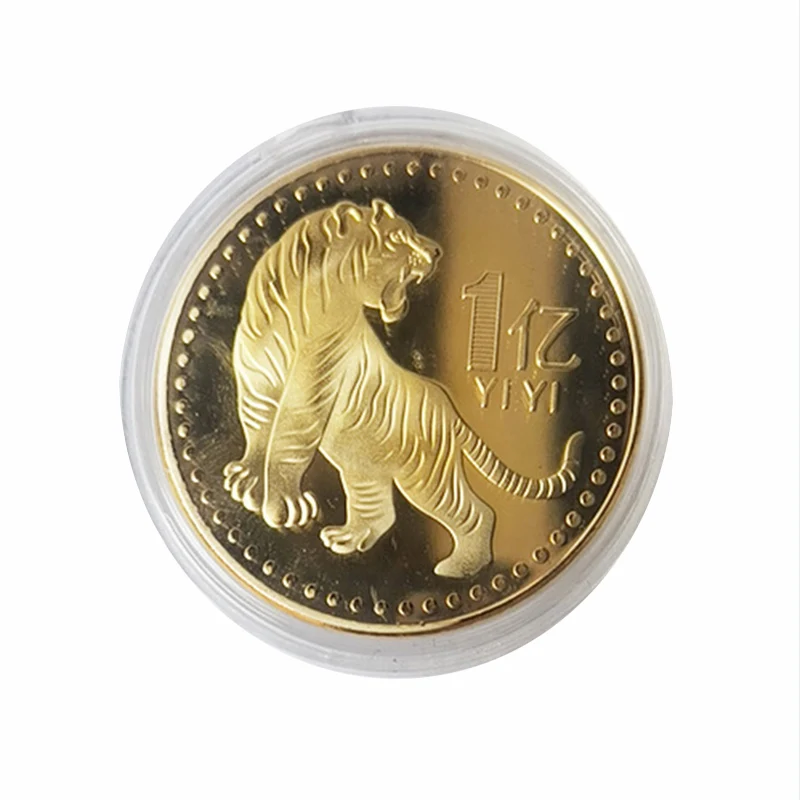 2022 Тигър възпоменателна златна монета Сувенири за дома декор Колекционерски монети Китайска Нова година декорации