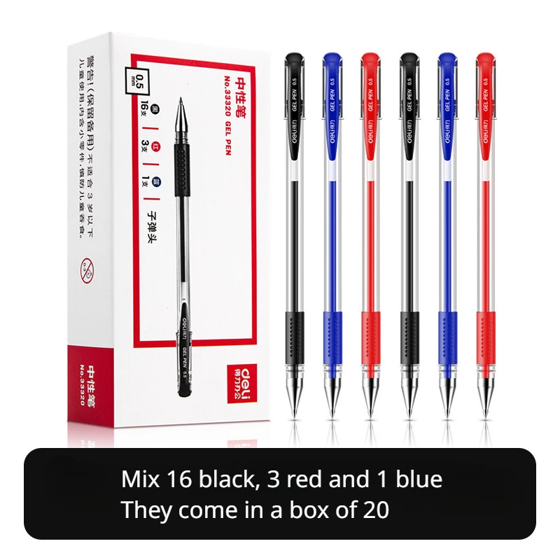 20Pcs многоцветни гел писалки 0.5mm черен син червен микс цвят офис писалки подпис писалка студент писалки