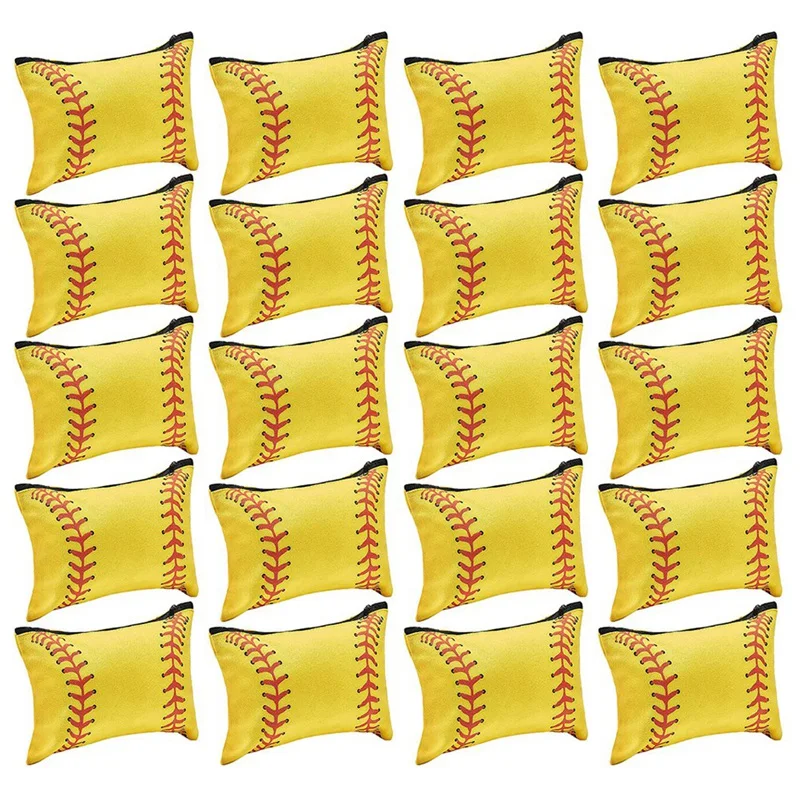 20Pcs спортна чанта за грим жълта чанта за грим софтбол подаръци волейбол парти благоприятства бейзболни аксесоари за играч парти