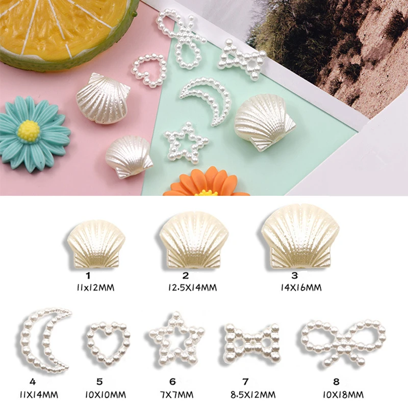 20pcs чар бяла черупка перла 3D нокти изкуство декорации мода бижута DIY орнамент маникюр дизайн аксесоари