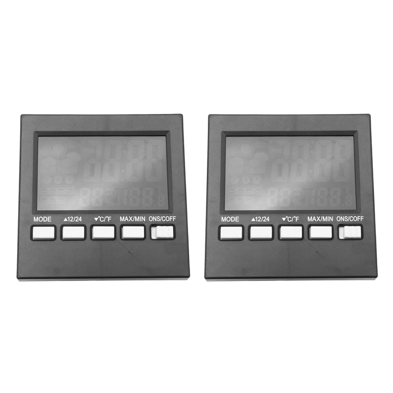 2X LCD цифров хигрометър термометър температура влажност метър стая вътрешен часовник