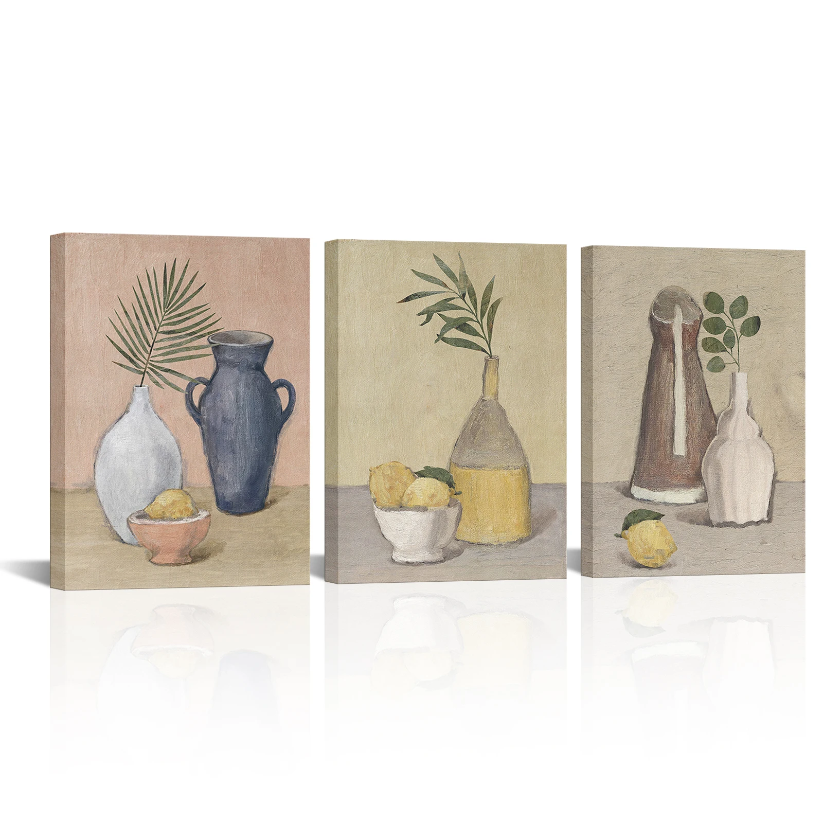 3 парчета растение във ваза стена изкуство плакат лимон на маса печат платно живопис модерен стил картина хол дома декор