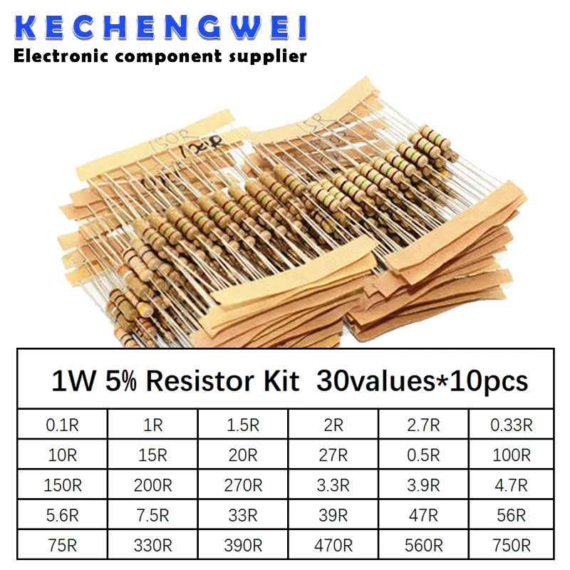  300pcs резистор комплект 1W 5% 30values X 10pcs устойчивост на въглероден филм 0.1-750 ома комплект