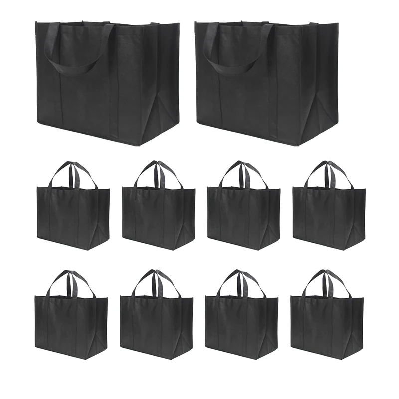 35L Торби за многократна употреба с дълги дръжки, 10 опаковки сгъваеми пазарски чанти за многократна употреба, хранителни насипни пазарски чанти