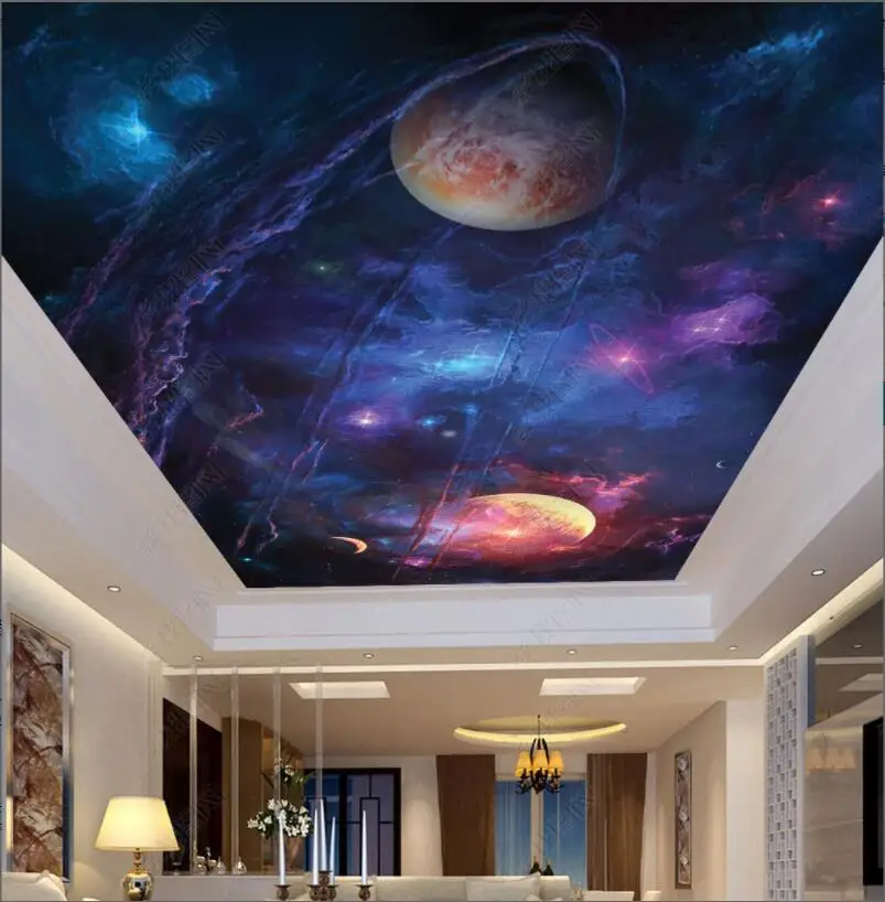 3d таван стенопис тапет персонализирана снимка небе вселена извънземно пространство планета хол Тапети за стени 3d домашен декор
