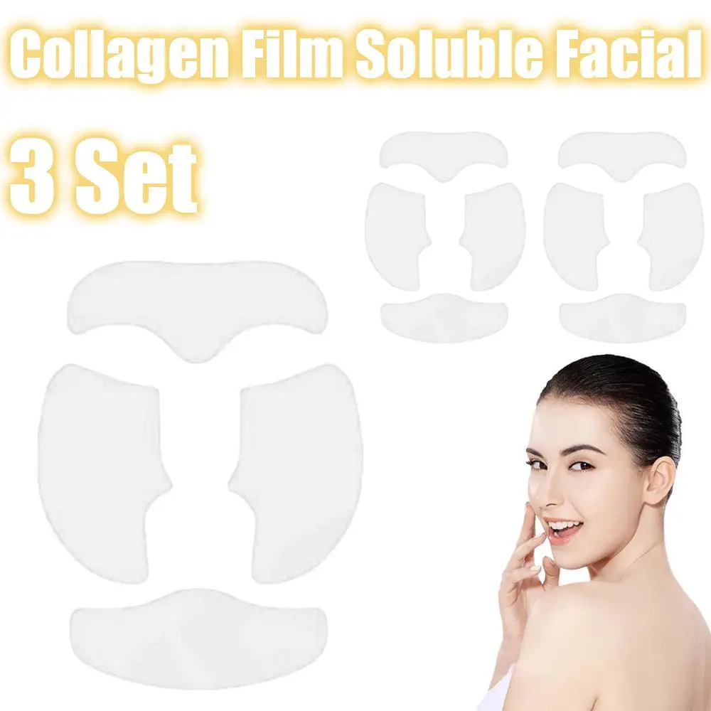 3Set Collagen Film Разтворима маска за лице против стареене Премахване на бръчки Повдигане и стягане на кожата на лицето Намаляване на фините линии