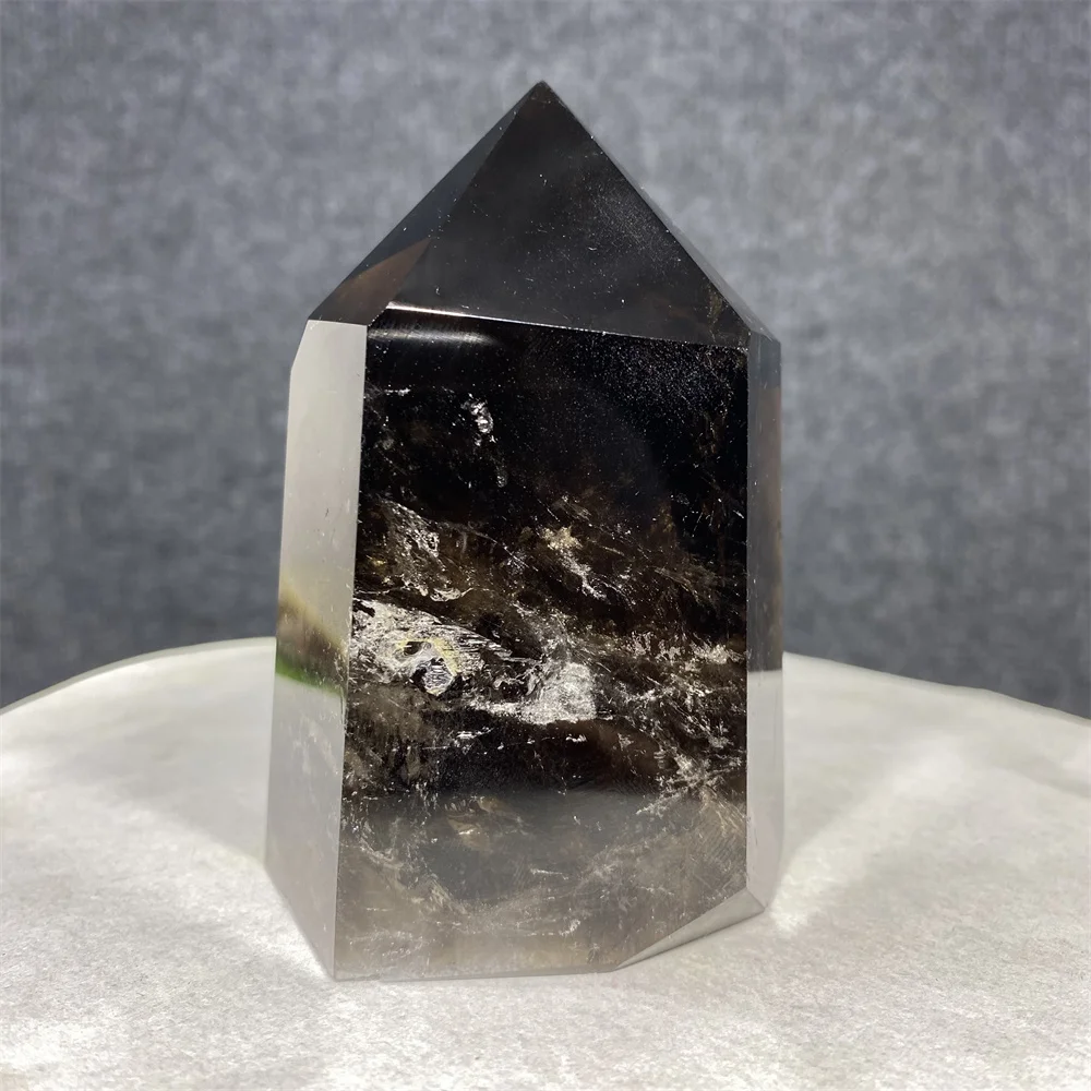 484g естествен опушен кварцова кула обелиск кристална пръчка шестоъгълен орнамент минерален подарък камък лечебен скъпоценен камък