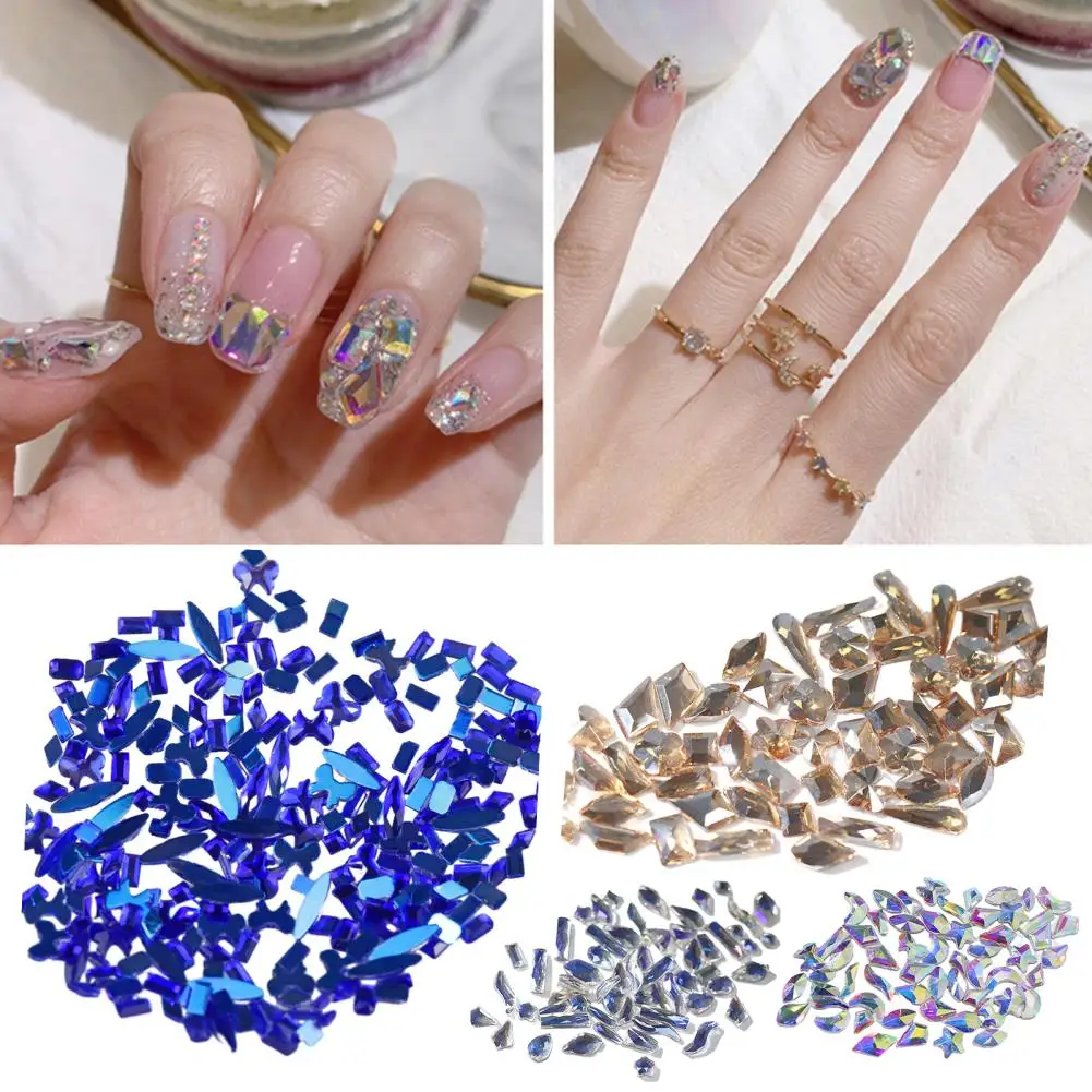 50Pcs Glitter 3D кристали плосък гръб лъскави камъни нокти изкуство декорации смесен размер нокти скъпоценни камъни кристал аксесоари