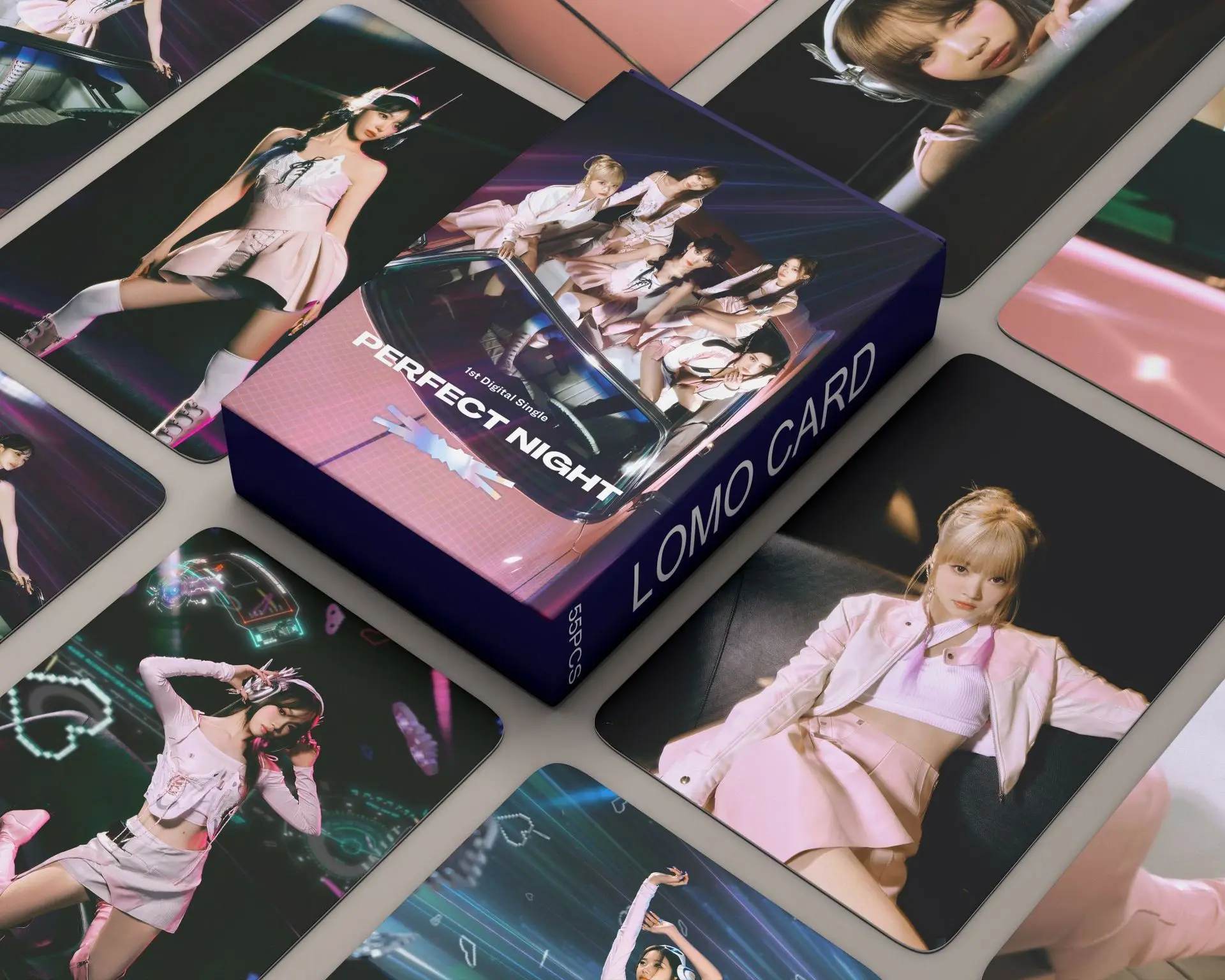 55Pcs/Set Kpop LE SSERAFIM LOMO Cards Нов албум Perfect Night HD фотокарти Карта плакат стикер група фенове подаръци колекция
