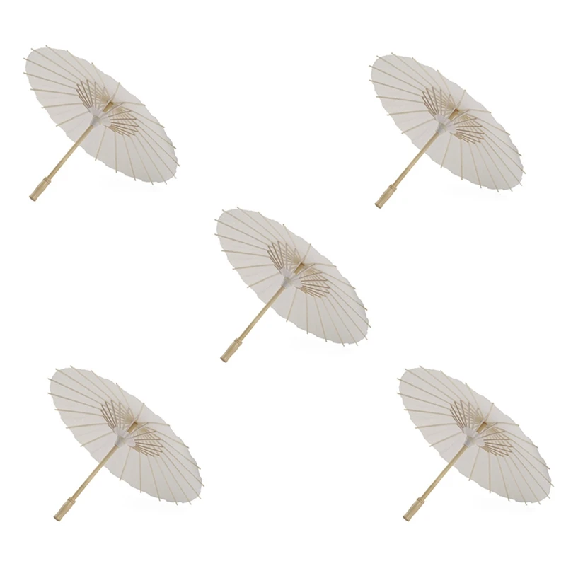 5PCS хартиен чадър 60Cm плажен чадър бял DIY чадър фотография подпори за бебе душ парти сватба