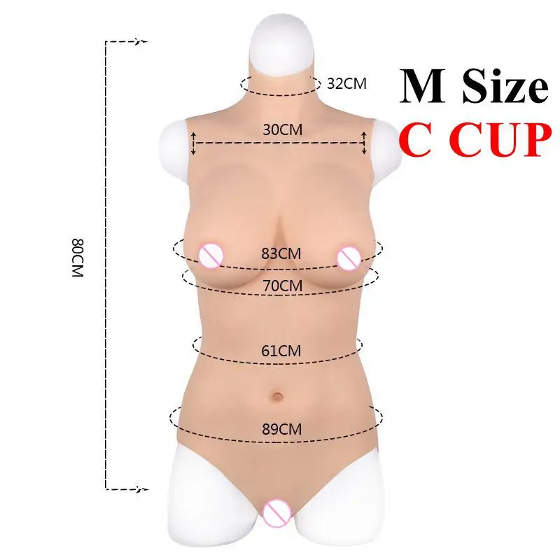 6G ъпгрейд M-C CUP Триъгълна фалшива вагина Изкуствена Boob Реалистична силиконова гърда боди за кросдресьор Травестит Drag Queen