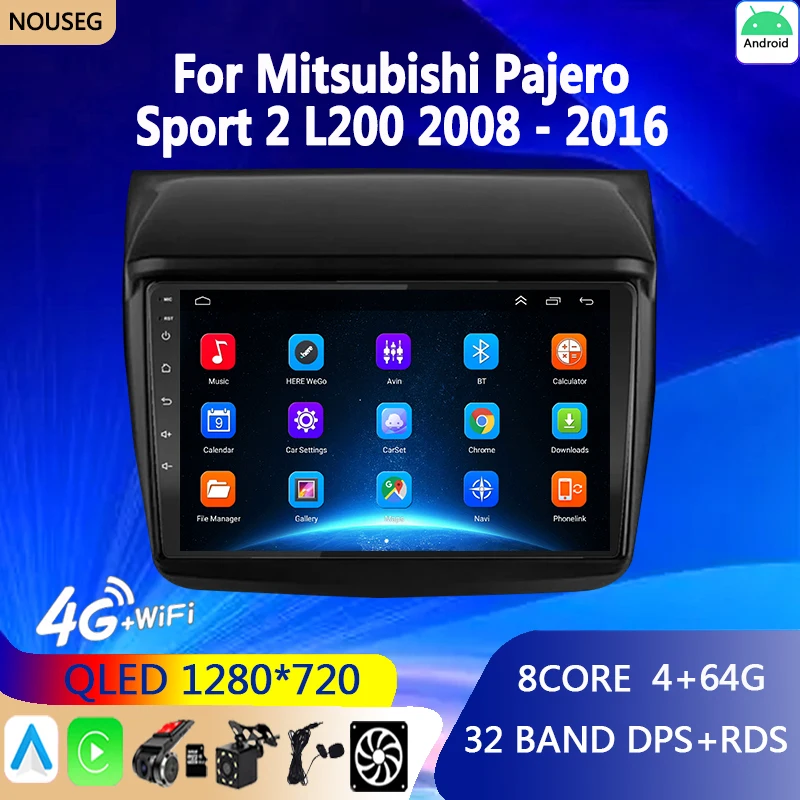 Android Car Radio Multimedia за Mitsubishi Pajero Sport 2 L200 Triton 2008 - 2016 Видео плейър навигация GPS No 2din 2 Din DVD