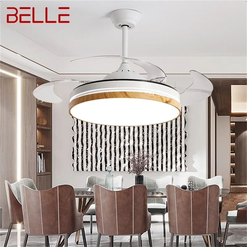 BELLE таван вентилатор светлина комплект 3 цвята LED с дистанционно управление невидим вентилатор острие за дома трапезария спалня ресторант