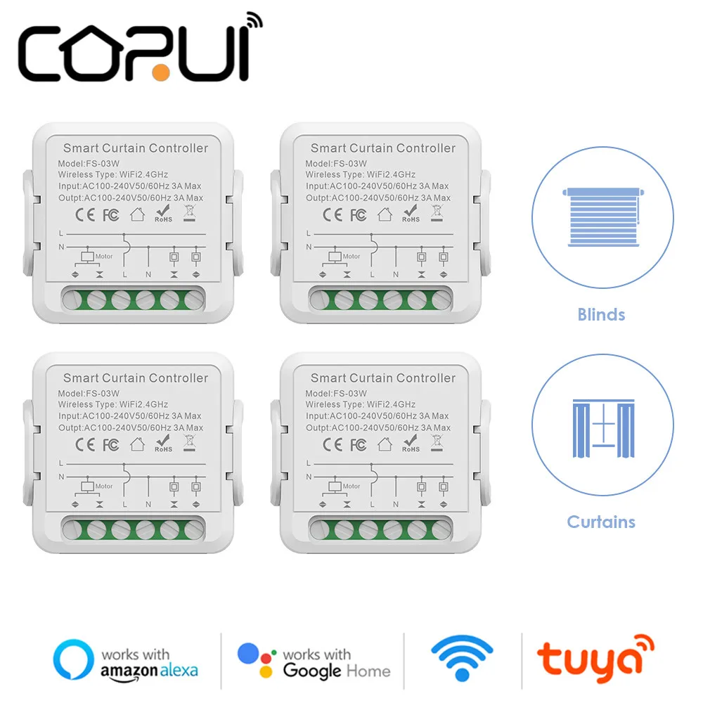 CORUI Tuya WiFi Smart завеса превключвател за ролетни щори Motor Voice Smart Life APP Control Работа с Alexa Google Home