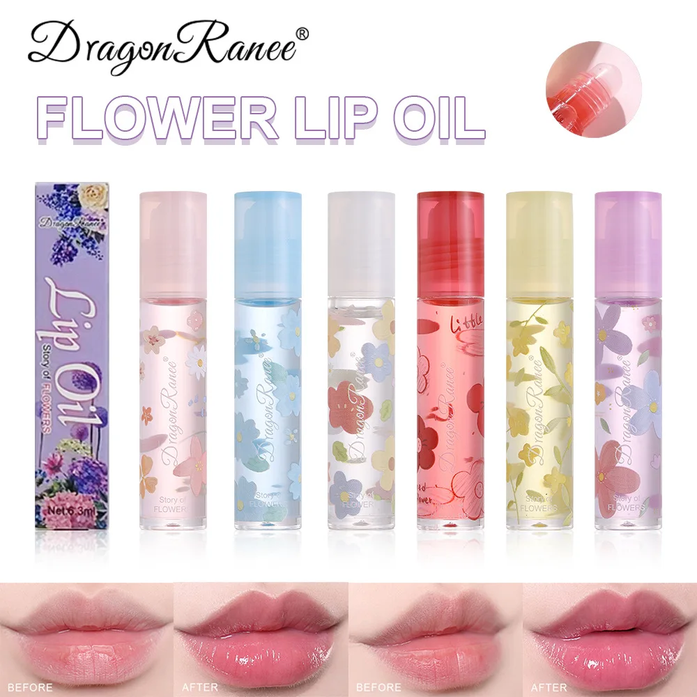 Dragon Ranee 6 цвят цвете масло за устни овлажнява хидратира озарява ремонт на кожата на устните траен водоустойчив мода ясно гланц за устни 6.3ml