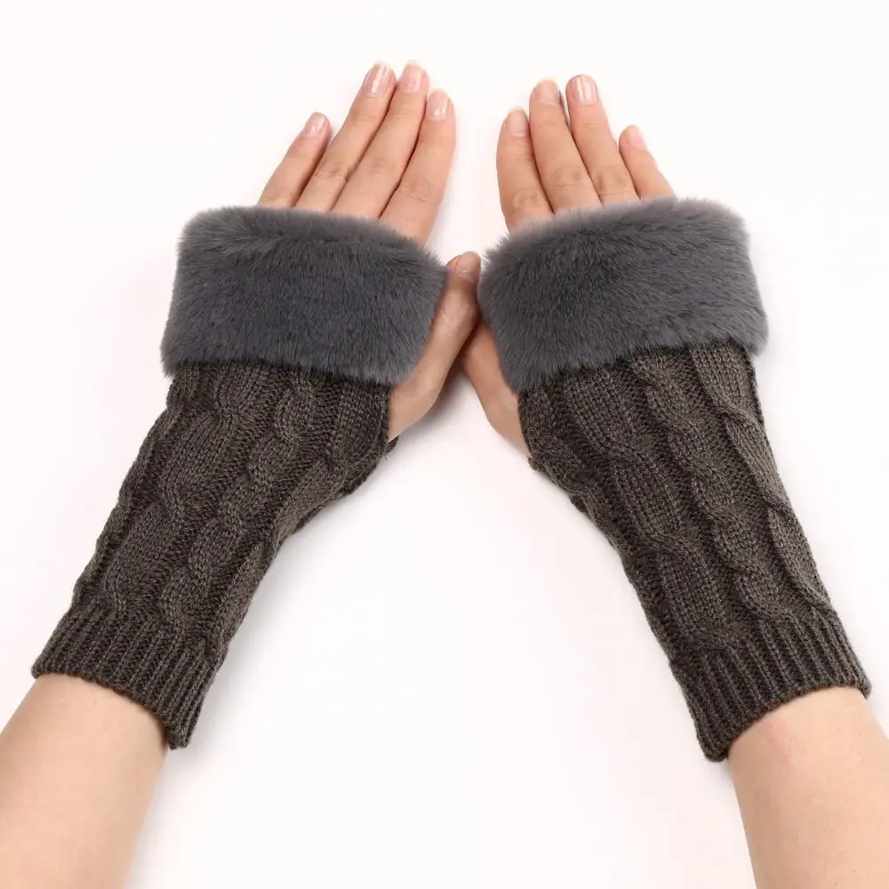 Faux заек коса китката ръкавици японски меки топли плюшени ръкавици участък без пръсти зимни ръкавици жени момичета