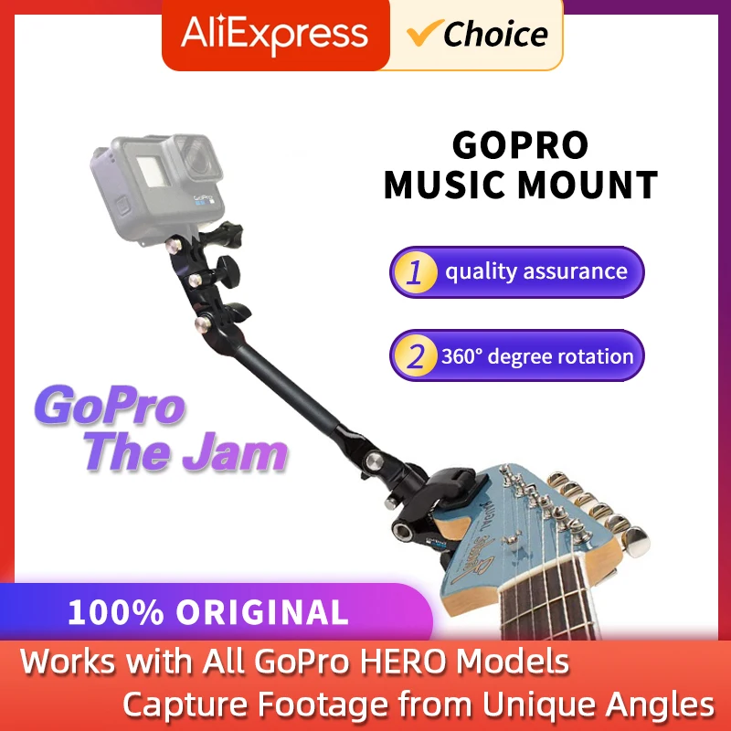 Gopro Hero 12 Аксесоари Музикална стойка подходяща за Hero11 10 9 8 7 6 5 Черна екшън камера Регулируема скоба go pro The Jam