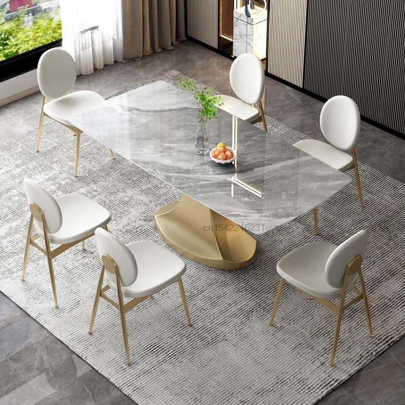 GY13 Light Luxury Slate маса за хранене и стол комбинация италиански стил домакинство малък апартамент Muebles градински мебели комплект