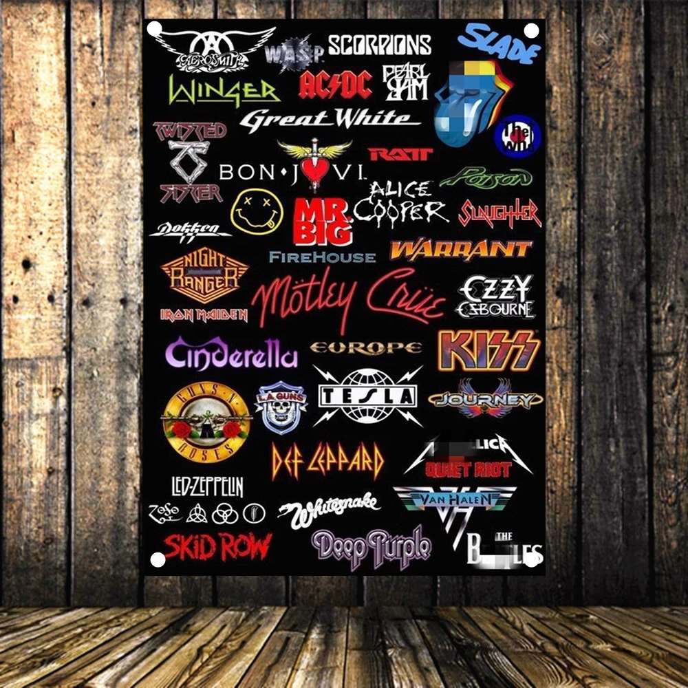 Hard Rock Хеви метъл музикални банери & знамена Гоблен Band плакати HD платно печат изкуство гоблен стенопис стена декорация подарък B