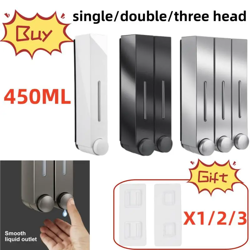 Hotel Hotel Manual Press Soap Dispenser Single Double Three Head Wall-mounted Hand Sanitizer Bottle Shampoo Shower Dew Dispenser