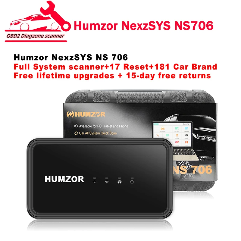 Humzor NexzSYS NS 706 NS706 Пълна система OBD 2 OBD2 Скенер Пълна система 17 Услуги за нулиране ECU Ключов програмист Инструменти за диагностика на автомобили