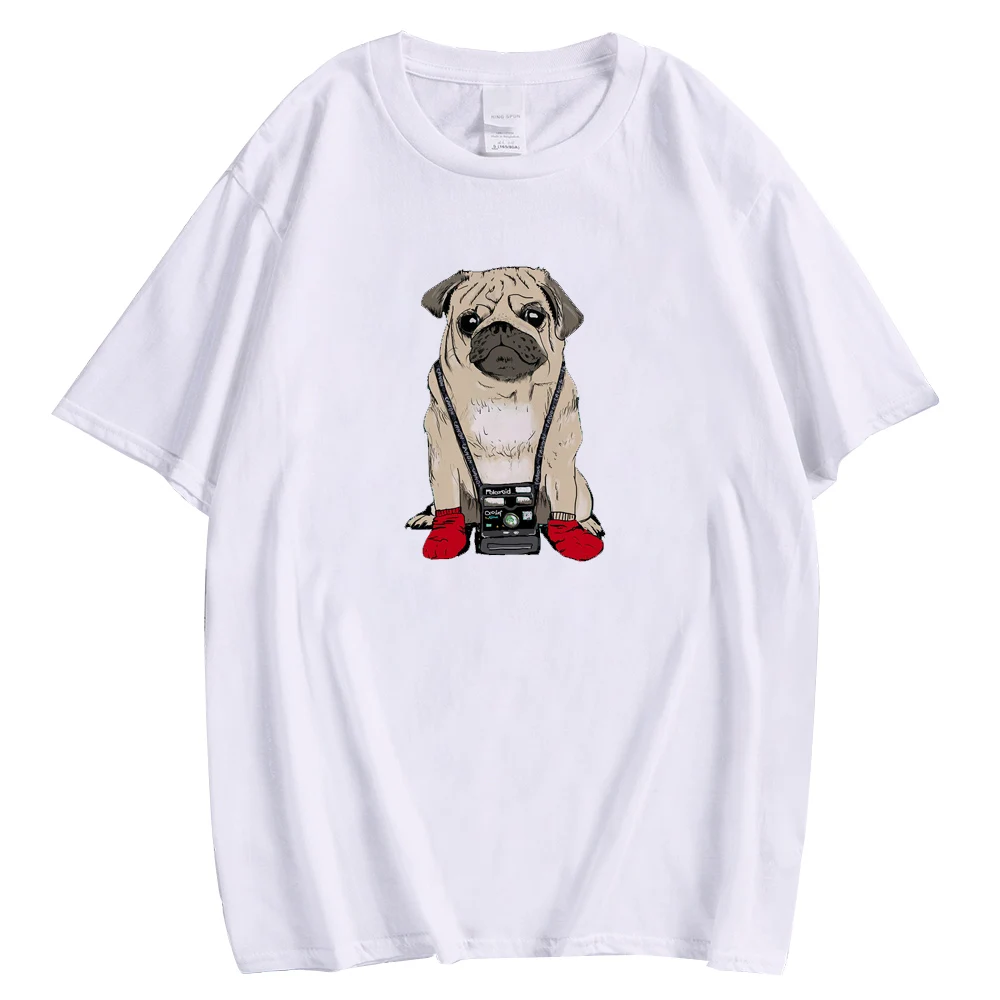 HX Смешни тениски за мопс Животински куче отпечатани тройници Пуловер върхове 100% памук тениска хип-хоп къс ръкав облекло дропшипинг