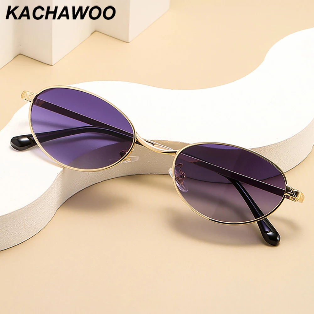 Kachawoo метални овални слънчеви очила малка рамка зелена кафява кръгла слънчеви очила ретро стил мъже жени тенденция европейски стил