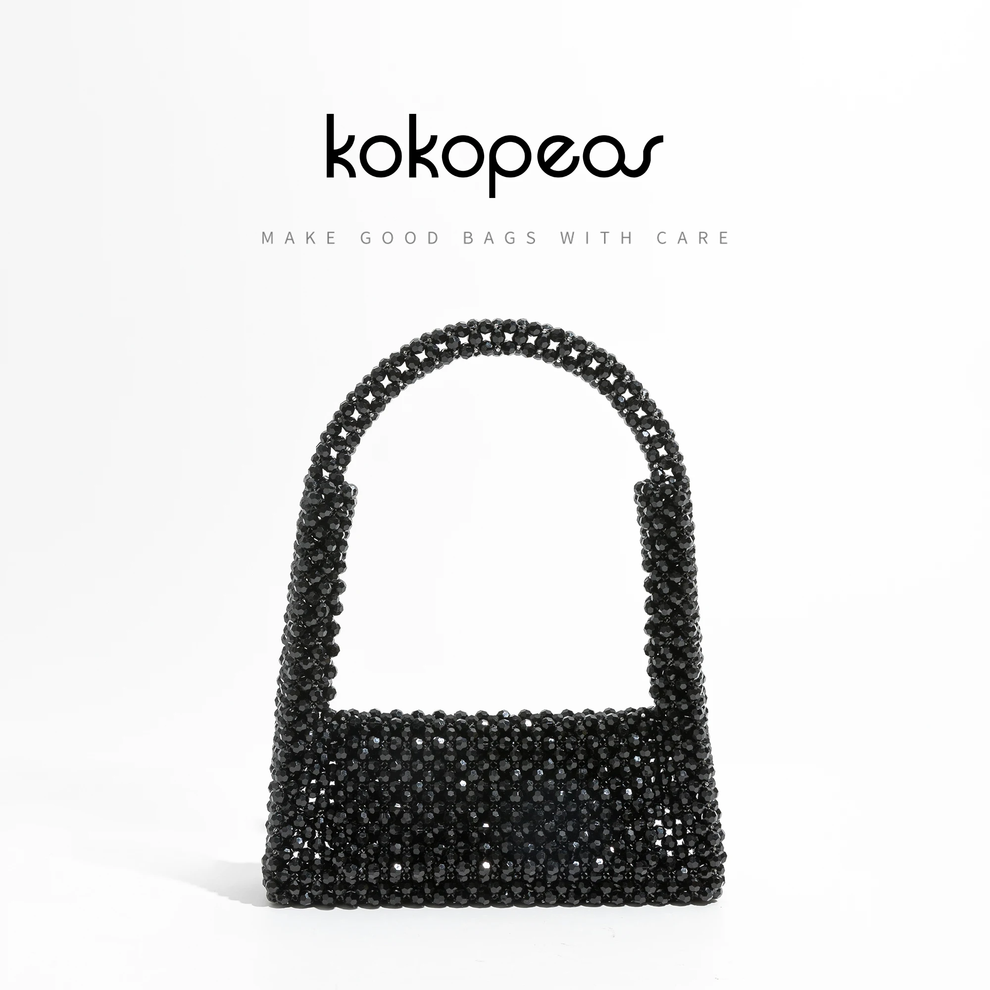 KOKOPEAS Fashion Metallic Beaded Handbags Дамски уникални чанти за рамо Малка клапа голяма пазарска чанта Женски телефонни портмонета Сребристо черно