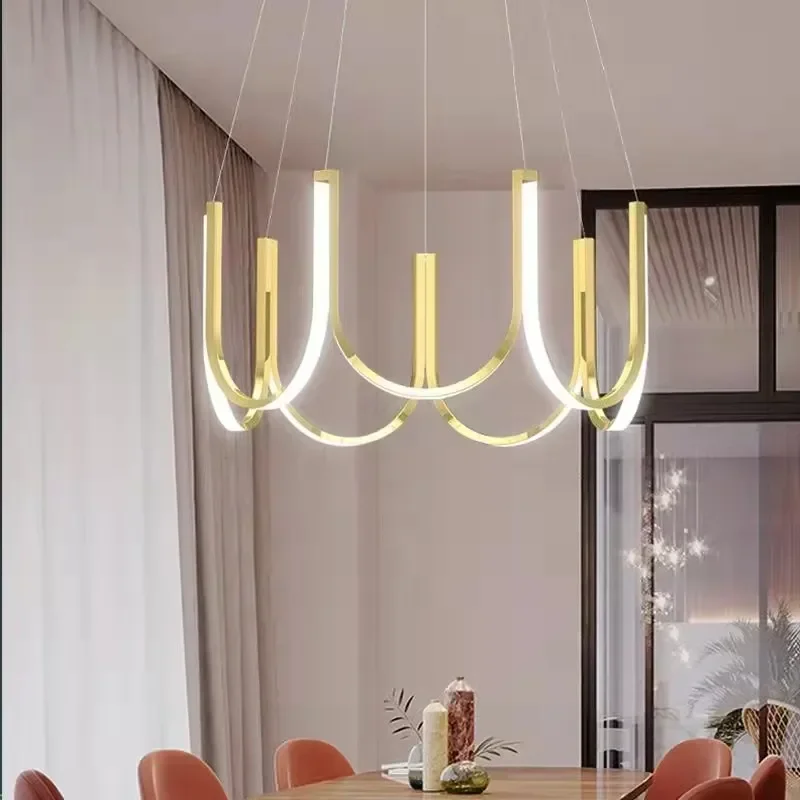 LED висулка модерни светлини минималистичен U форма полилеи ресторант спалня светлина луксозен дом декор висящи лампа