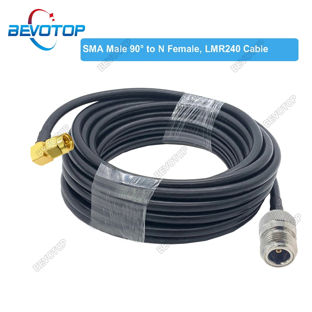 LMR240 кабел N женски към SMA мъжки 90° конектор 50-4 коаксиален джъмпер на плитки 4G 5G LTE удължителен кабел RF адаптерни кабели BEVOTOP