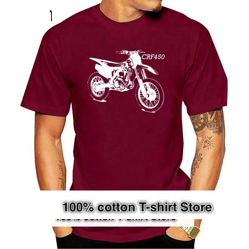 New Summer Hot Sale мъжка мода 2019 Топ тениски Hon CRF 450 Dirt Bike Community Черна риза Дрехи с кръгло деколте