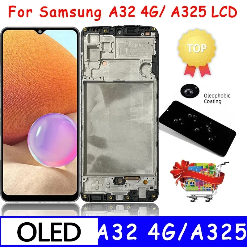 OLED за Samsung A32 4G LCD A325F SM-A325F / DS дисплей сензорен дигитайзер събрание за Samsung A325 LCD