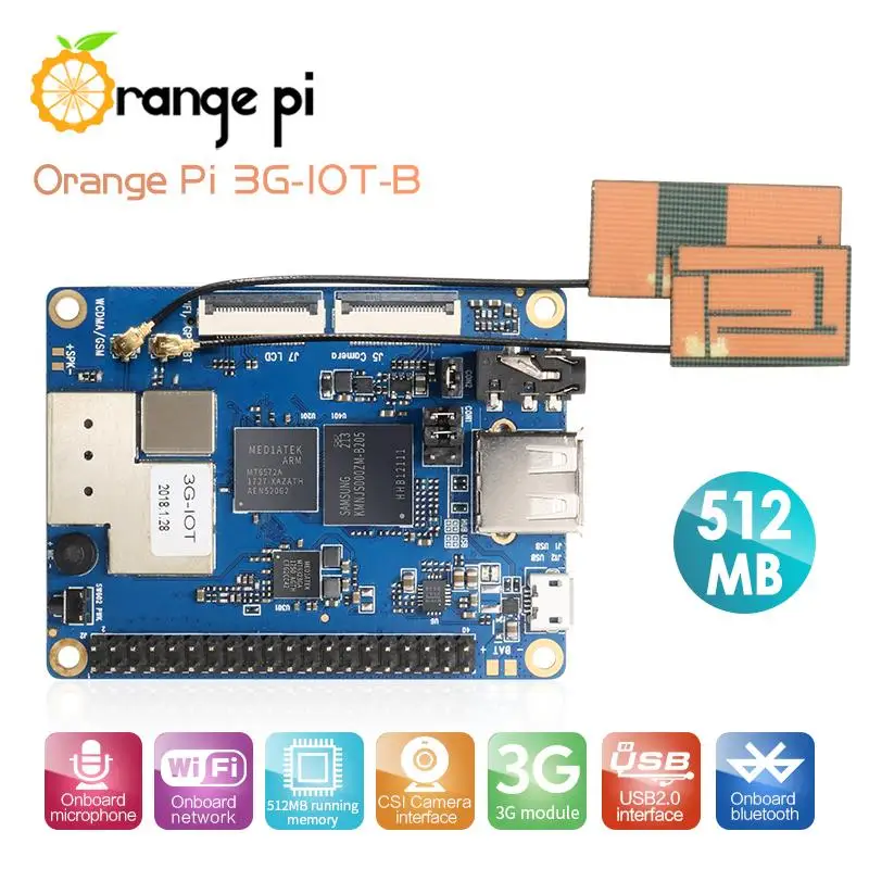 Orange Pi 3G-IOT-B 512MB Cortex-A7 4GB EMMC Поддръжка на 3G SIM карта Bluetooth Android4.4 мини компютър