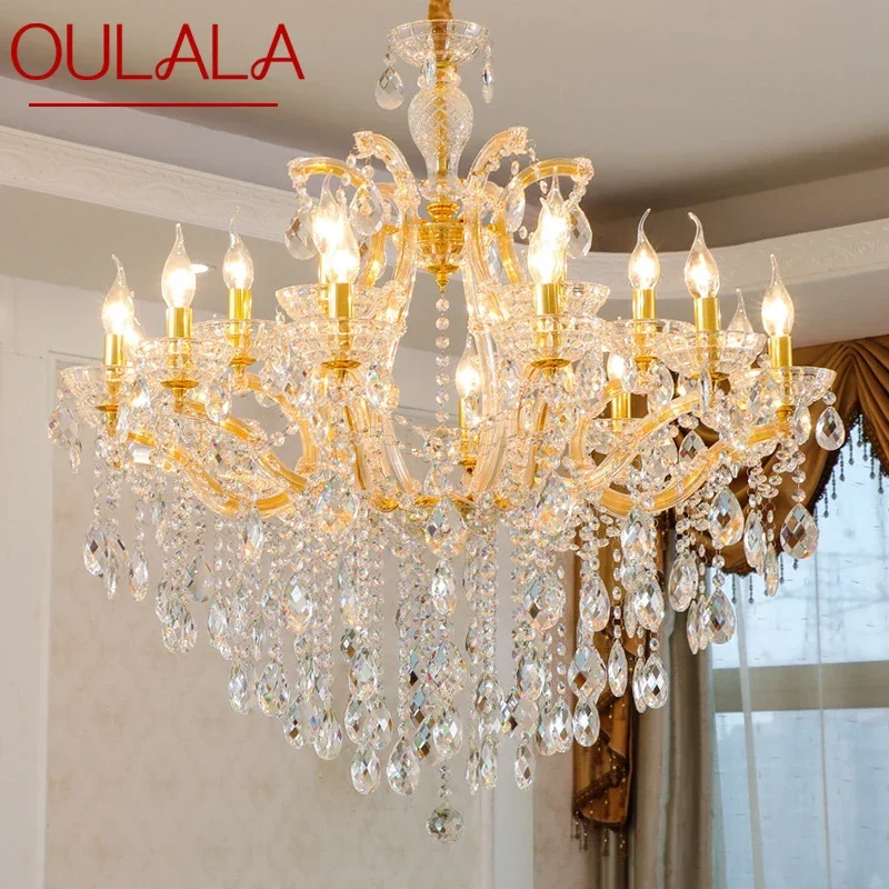 OULALA Луксозна лампа за свещи Европейски стил кристална лампа Всекидневна Ресторант Villa Duplex Building Полилей