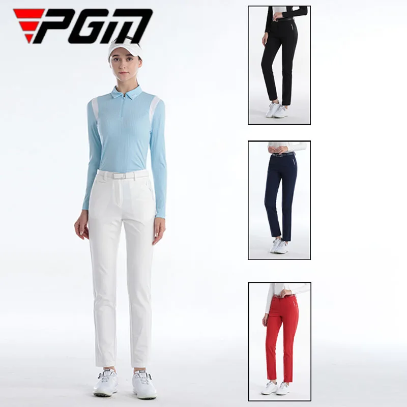 PGM дами дълги прави голф панталони жени случайни еластични голф панталони дишаща тънък тренировка панталони с цип джоб